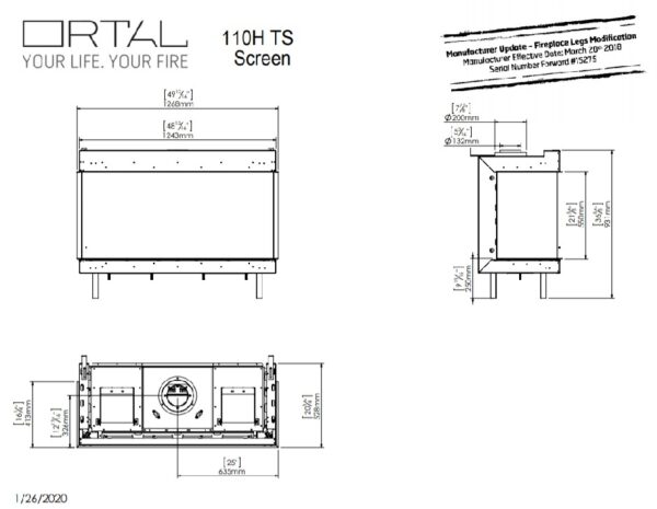 Ortal Clear 110H 3 Sided Fire - Gas Fireplaces
