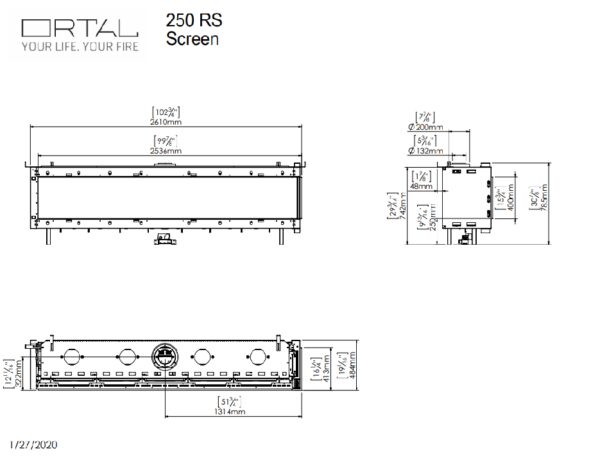 Ortal Clear 250 Corner Fire - Gas Fireplaces